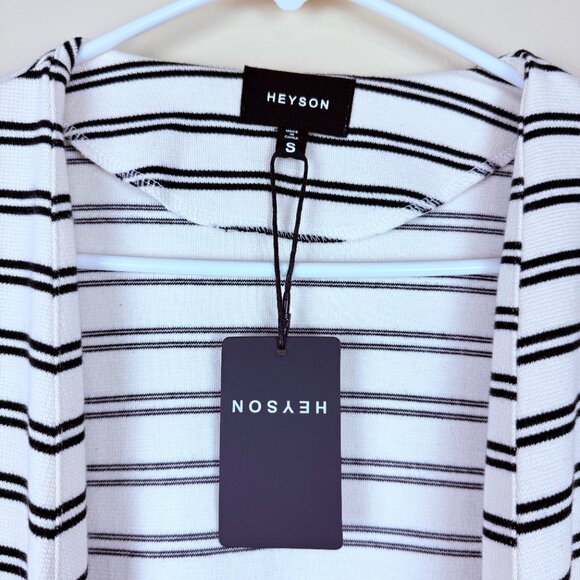 NWT HEYSON Stripe Duster Cotton Cardigan Women's– Black/White S - Picture 3 of 7